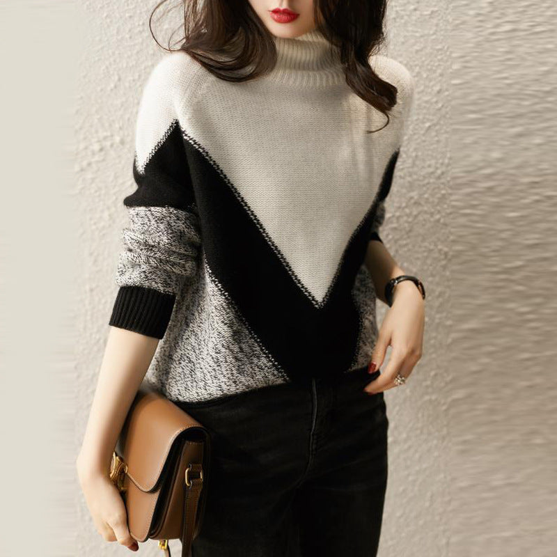 Women's Turtleneck Color Matching Bottoming Sweater