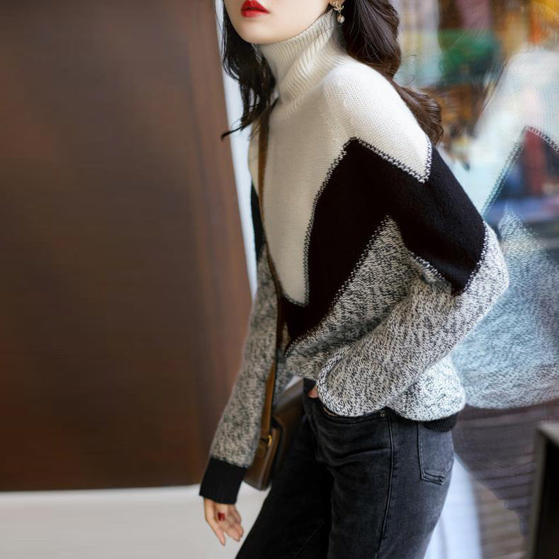 Women's Turtleneck Color Matching Bottoming Sweater