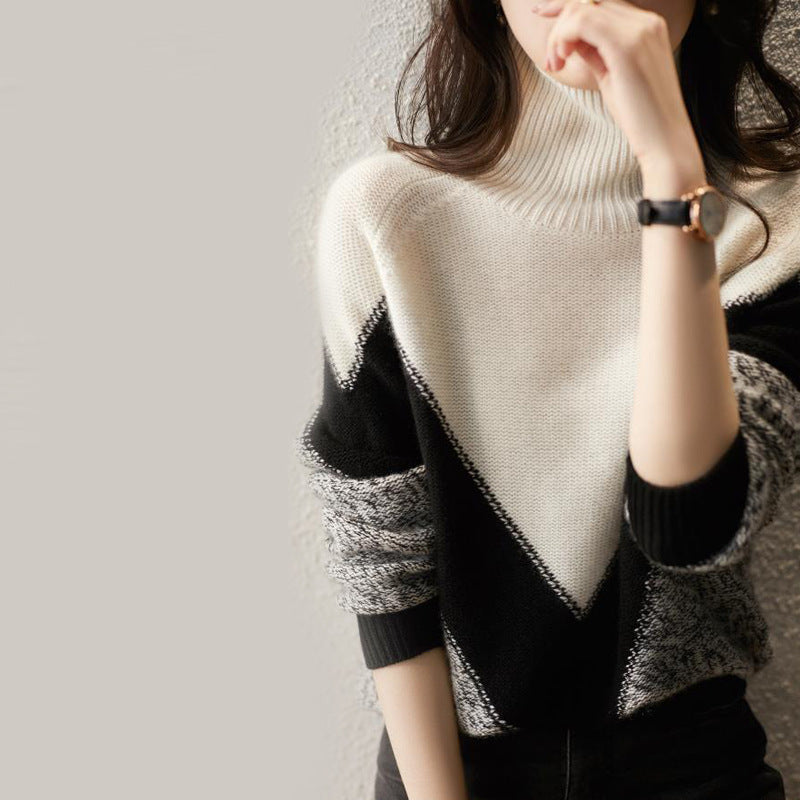 Women's Turtleneck Color Matching Bottoming Sweater