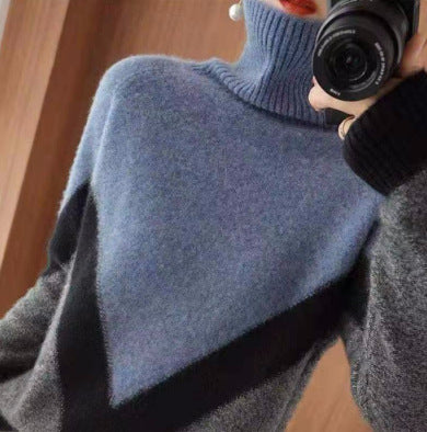 Women's Turtleneck Color Matching Bottoming Sweater