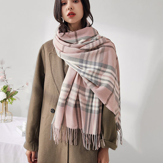 Fashion Classic Plaid Cashmere Scarf Women